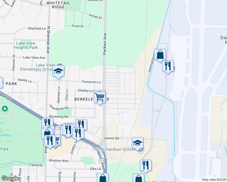 map of restaurants, bars, coffee shops, grocery stores, and more near 265 Mallard Lane in Madison