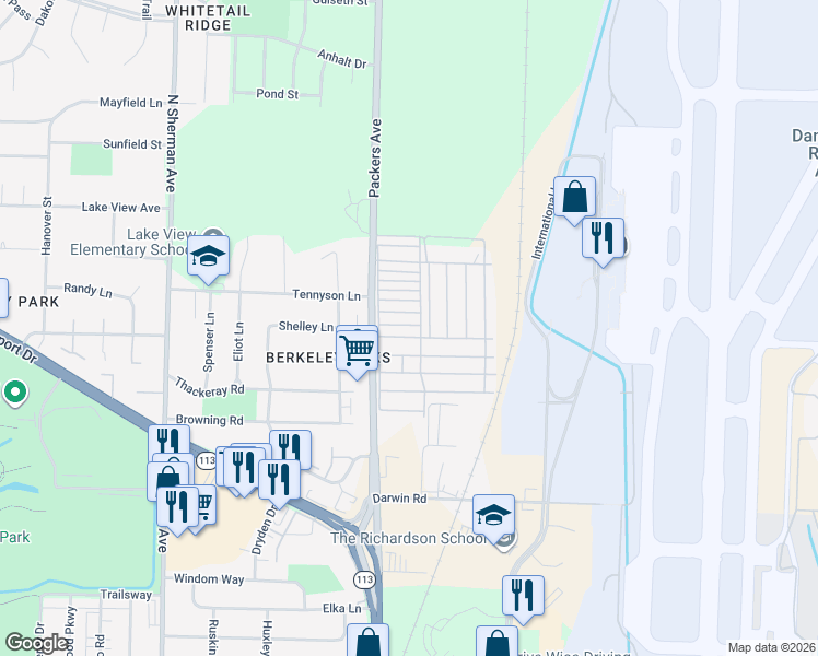 map of restaurants, bars, coffee shops, grocery stores, and more near 265 Mallard Lane in Madison