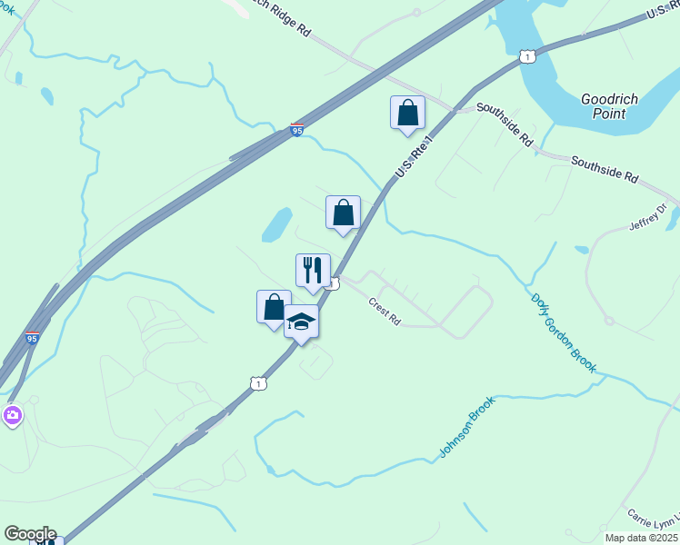 map of restaurants, bars, coffee shops, grocery stores, and more near 1 Rising Tide Drive in York