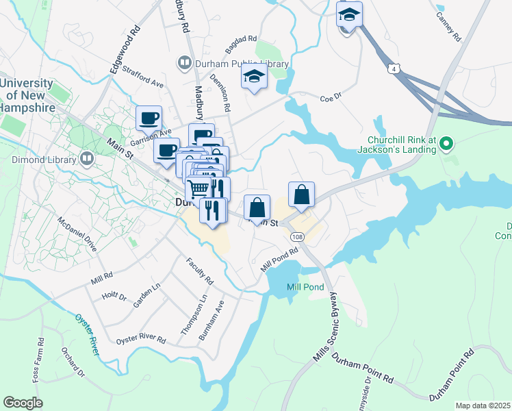 map of restaurants, bars, coffee shops, grocery stores, and more near 15 Park Court in Durham