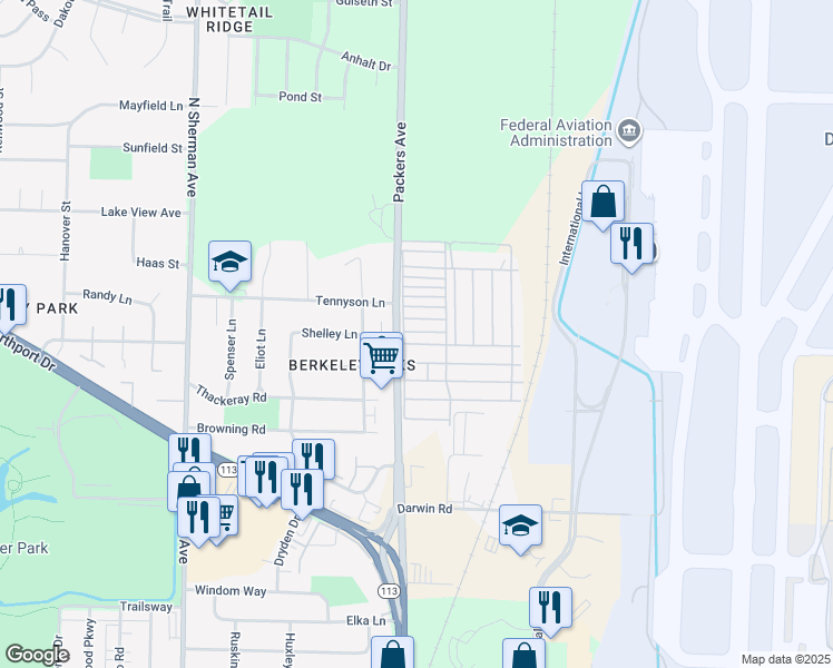 map of restaurants, bars, coffee shops, grocery stores, and more near 3714 Packers Avenue in Madison