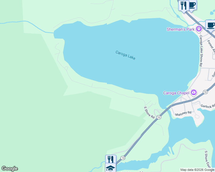map of restaurants, bars, coffee shops, grocery stores, and more near 194 South Shore Road in Caroga Lake