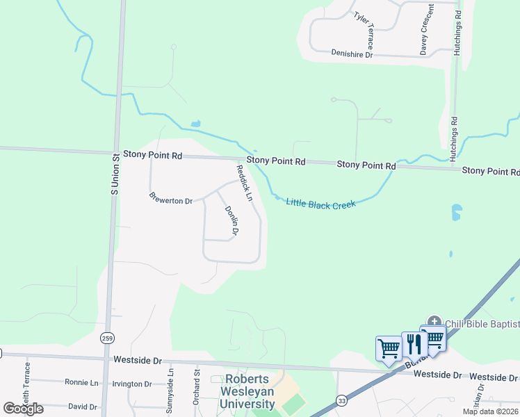 map of restaurants, bars, coffee shops, grocery stores, and more near 20 Reddick Lane in Rochester