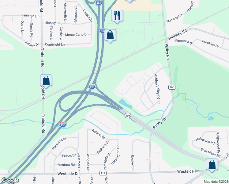 map of restaurants, bars, coffee shops, grocery stores, and more near 460 Upper Valley Road in Rochester