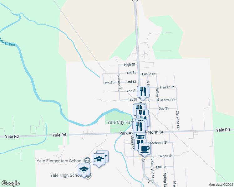map of restaurants, bars, coffee shops, grocery stores, and more near 5 Division St in Yale