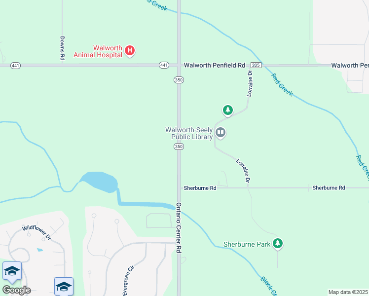 map of restaurants, bars, coffee shops, grocery stores, and more near 3572 Ontario Center Road in Walworth