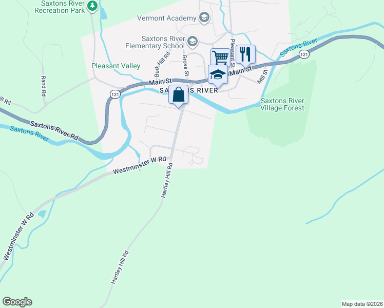 map of restaurants, bars, coffee shops, grocery stores, and more near 12-20 Warner Center in Town of Rockingham