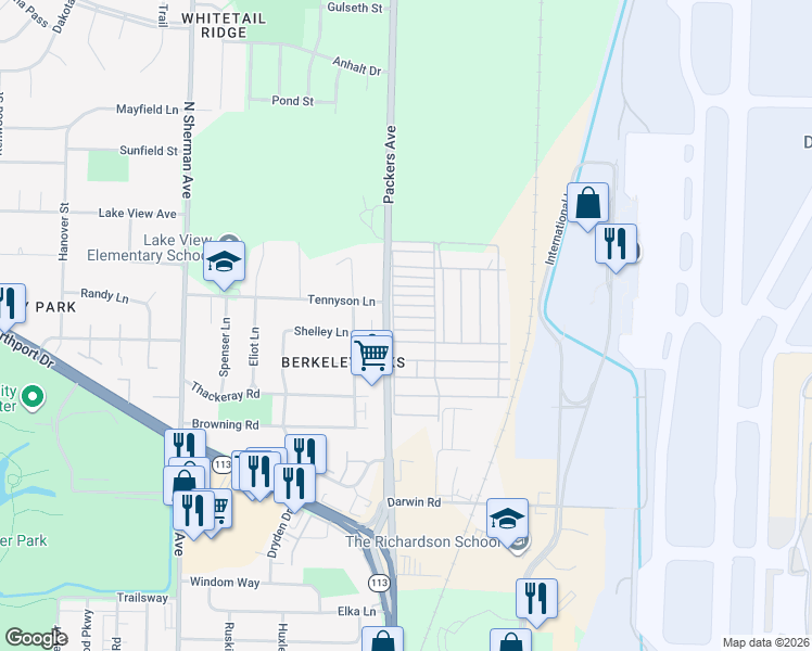 map of restaurants, bars, coffee shops, grocery stores, and more near 237 Bunting Lane in Madison