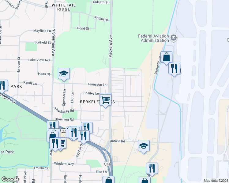 map of restaurants, bars, coffee shops, grocery stores, and more near 3714 Packers Avenue in Madison