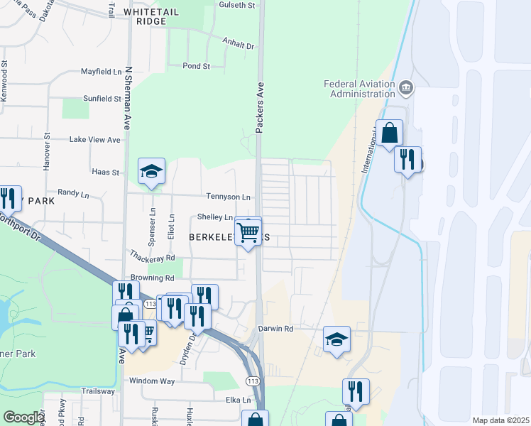 map of restaurants, bars, coffee shops, grocery stores, and more near 3714 Packers Avenue in Madison