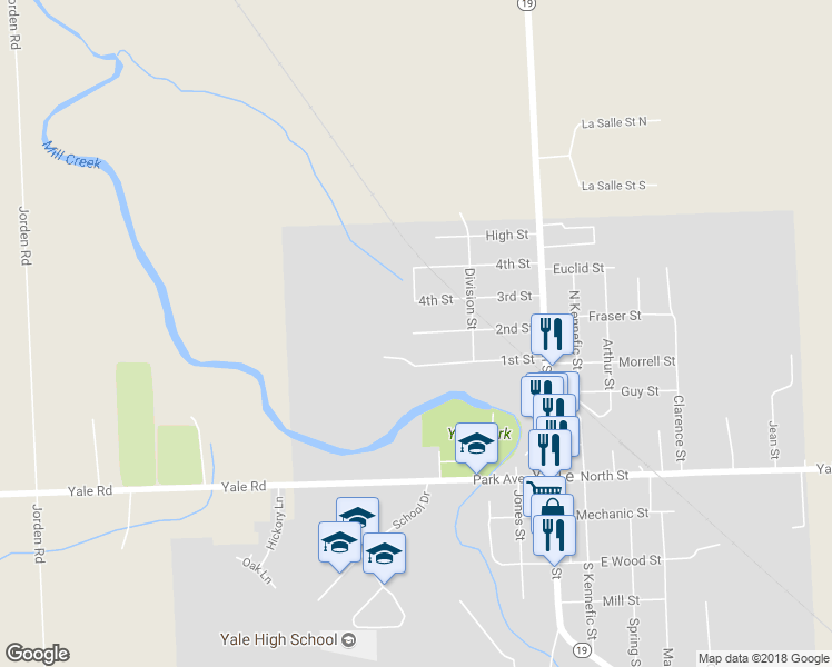 map of restaurants, bars, coffee shops, grocery stores, and more near 212 2nd Street in Yale