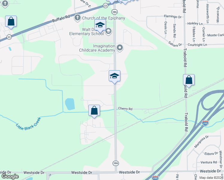 map of restaurants, bars, coffee shops, grocery stores, and more near 423 Coldwater Road in Rochester