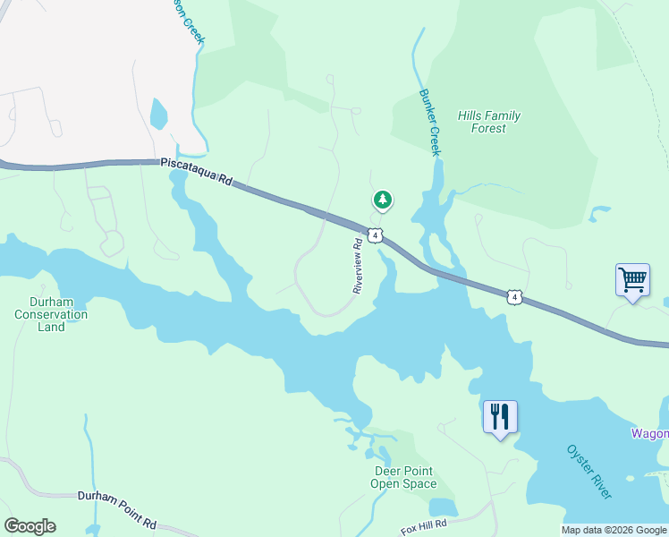 map of restaurants, bars, coffee shops, grocery stores, and more near 23 Riverview Road in Durham