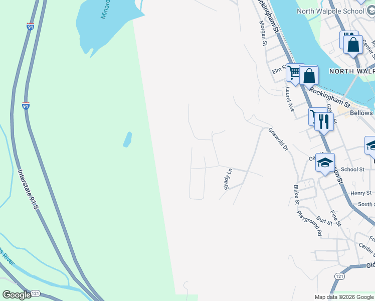 map of restaurants, bars, coffee shops, grocery stores, and more near 58 Reese Circle in Town of Rockingham