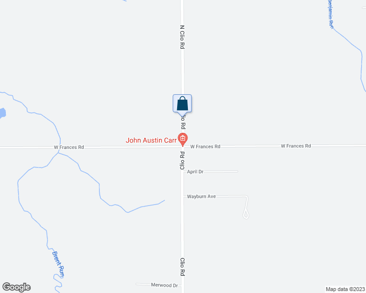 map of restaurants, bars, coffee shops, grocery stores, and more near 8094 North Clio Road in Mount Morris