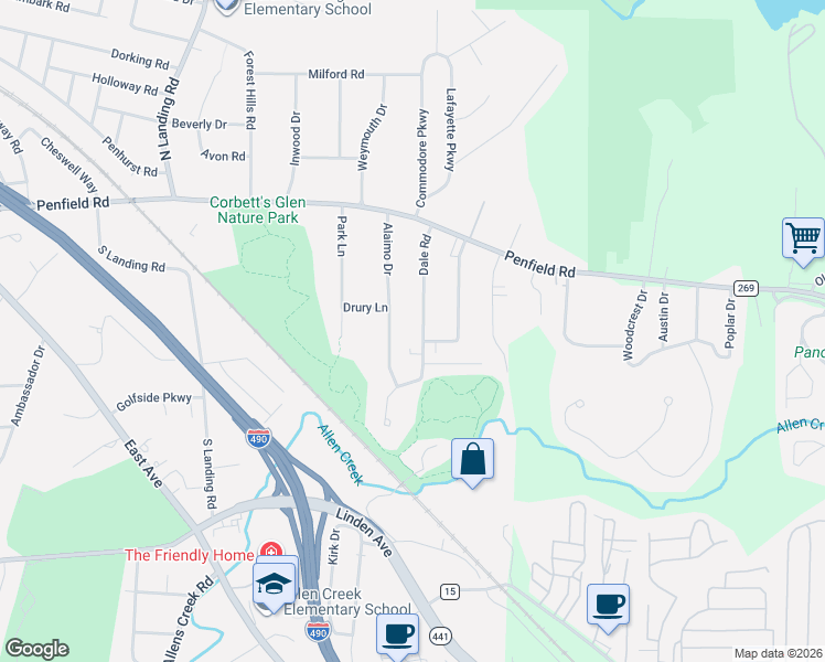map of restaurants, bars, coffee shops, grocery stores, and more near 148 Dale Road in Rochester