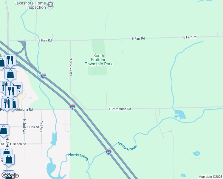 map of restaurants, bars, coffee shops, grocery stores, and more near 4202 East Pontaluna Road in Fruitport