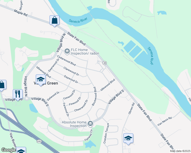 map of restaurants, bars, coffee shops, grocery stores, and more near 10 Cedarwood Boulevard in Baldwinsville