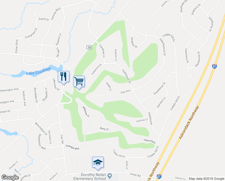 map of restaurants, bars, coffee shops, grocery stores, and more near 16 Deer Run in Gansevoort
