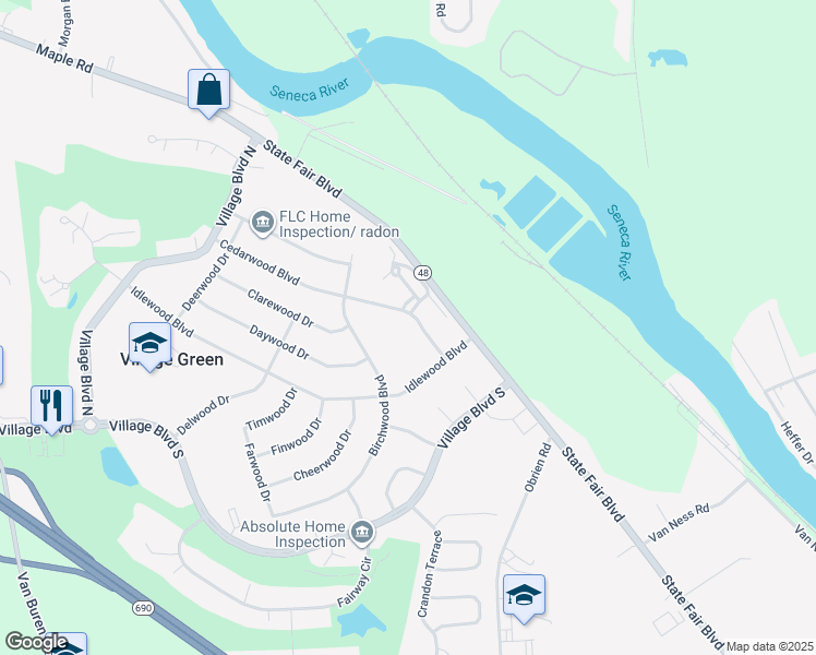 map of restaurants, bars, coffee shops, grocery stores, and more near 10 Cedarwood Boulevard in Baldwinsville