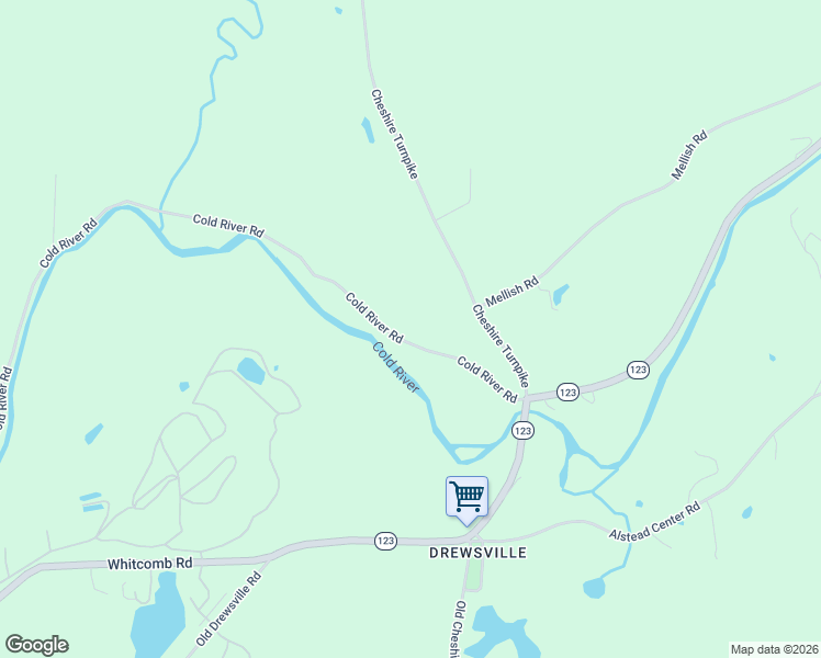 map of restaurants, bars, coffee shops, grocery stores, and more near 539 Cold River Road in Langdon