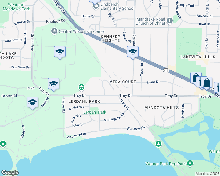 map of restaurants, bars, coffee shops, grocery stores, and more near 3722 East Karstens Drive in Madison