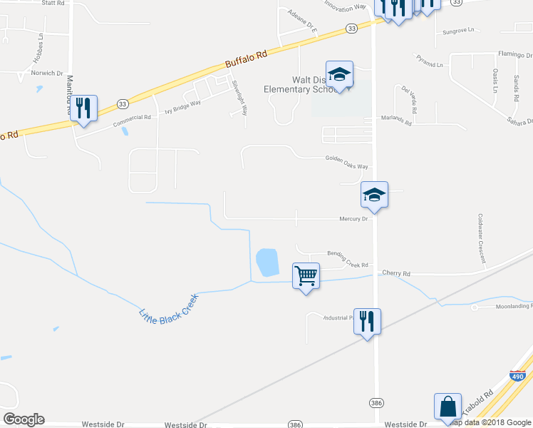 map of restaurants, bars, coffee shops, grocery stores, and more near 68 Mercury Drive in Rochester