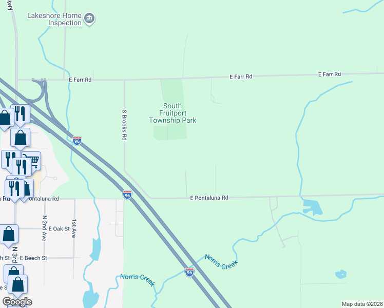 map of restaurants, bars, coffee shops, grocery stores, and more near 4202 East Pontaluna Road in Fruitport Charter Township
