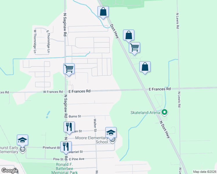 map of restaurants, bars, coffee shops, grocery stores, and more near 216 4th Street in Mount Morris