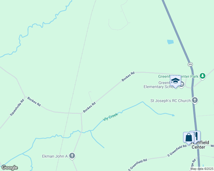 map of restaurants, bars, coffee shops, grocery stores, and more near 89 Bockes Rd in Greenfield Center