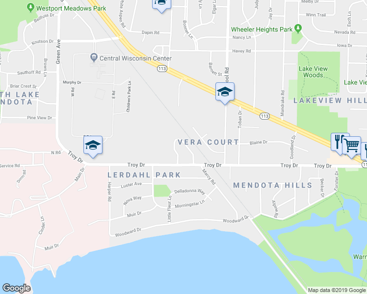 map of restaurants, bars, coffee shops, grocery stores, and more near 3729 East Karstens Drive in Madison