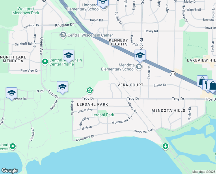 map of restaurants, bars, coffee shops, grocery stores, and more near 3734 West Karstens Drive in Madison