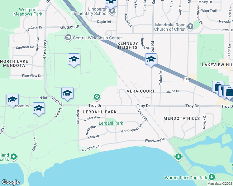 map of restaurants, bars, coffee shops, grocery stores, and more near 3724 West Karstens Drive in Madison