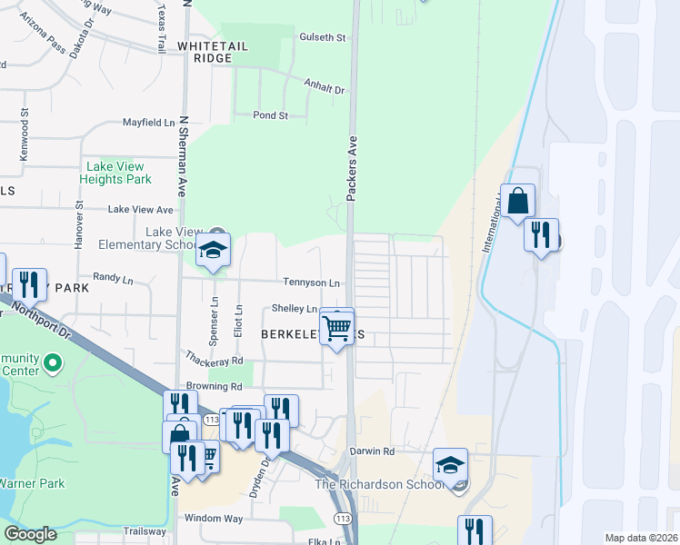 map of restaurants, bars, coffee shops, grocery stores, and more near 2002 Tennyson Lane in Madison
