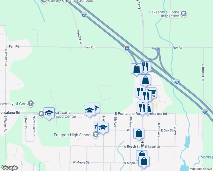 map of restaurants, bars, coffee shops, grocery stores, and more near 3428 Briar Hill in Fruitport Charter township