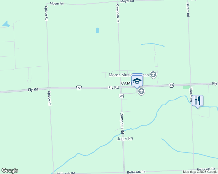 map of restaurants, bars, coffee shops, grocery stores, and more near 4245 Fly Road in Lincoln