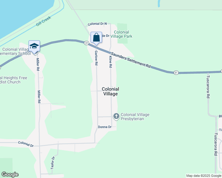 map of restaurants, bars, coffee shops, grocery stores, and more near 5999 Kline Road in Niagara Falls