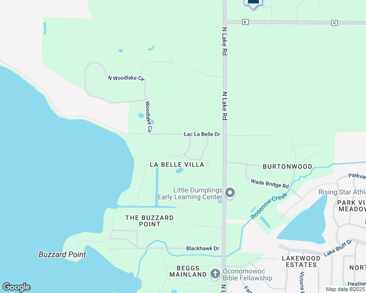 map of restaurants, bars, coffee shops, grocery stores, and more near W381N6361 La Belle Villa Drive in Oconomowoc