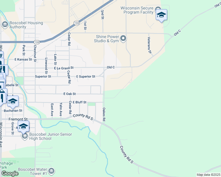 map of restaurants, bars, coffee shops, grocery stores, and more near 102 Windsong Court in Boscobel