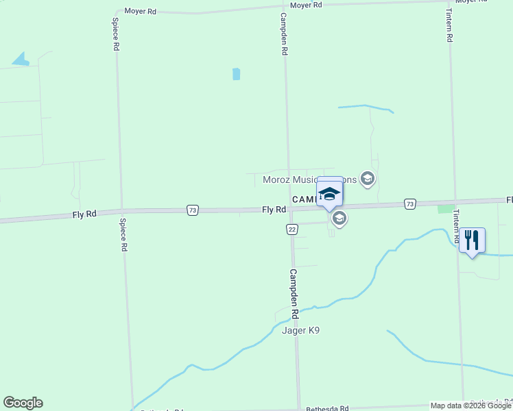 map of restaurants, bars, coffee shops, grocery stores, and more near 4245 Fly Road in Lincoln