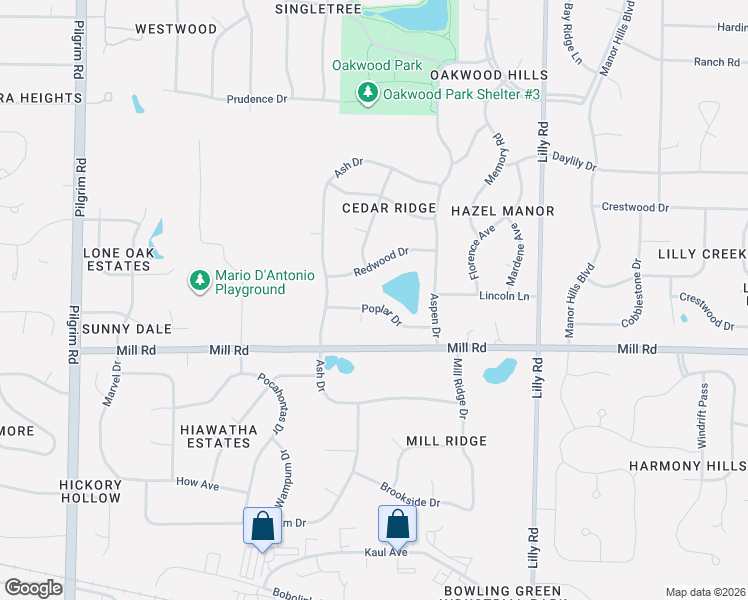 map of restaurants, bars, coffee shops, grocery stores, and more near N64W14566 Poplar Drive in Menomonee Falls