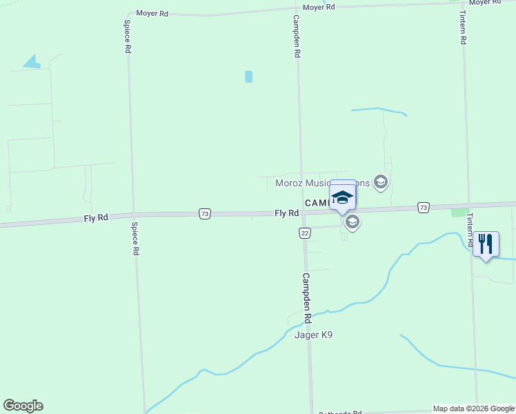 map of restaurants, bars, coffee shops, grocery stores, and more near 4245 Fly Road in Lincoln
