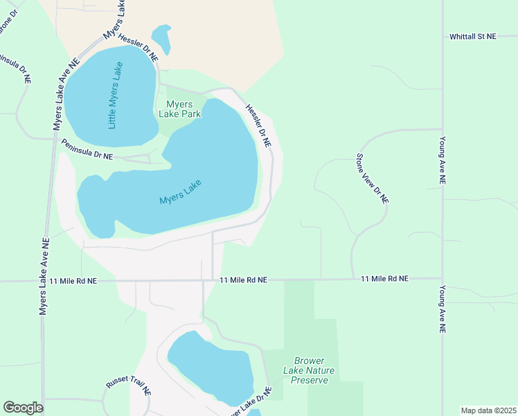 map of restaurants, bars, coffee shops, grocery stores, and more near 7608 Hessler Drive Northeast in Rockford