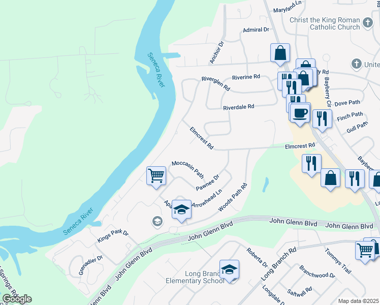 map of restaurants, bars, coffee shops, grocery stores, and more near 110 Elmcrest Cir in Liverpool