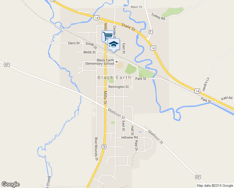 map of restaurants, bars, coffee shops, grocery stores, and more near 1120 Hubbell Street in Black Earth