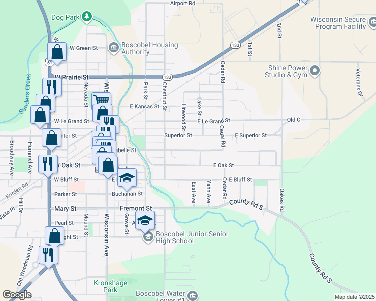 map of restaurants, bars, coffee shops, grocery stores, and more near 413 Labelle Street in Boscobel