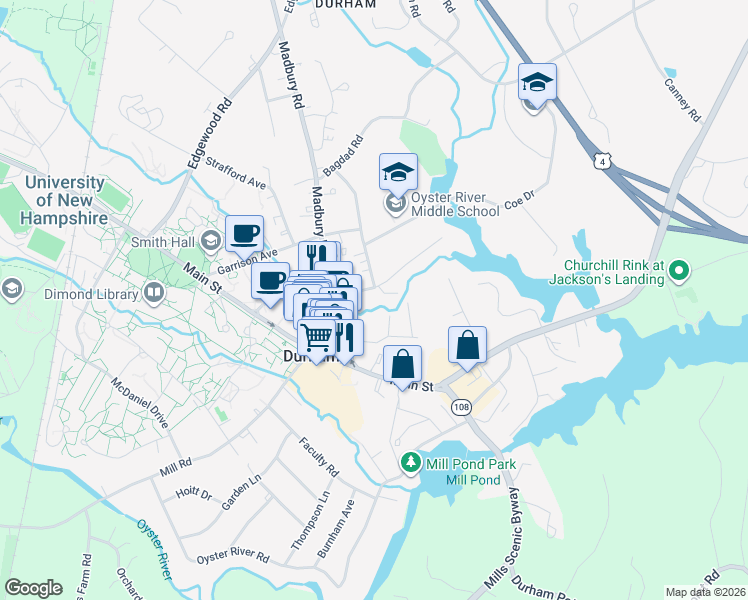 map of restaurants, bars, coffee shops, grocery stores, and more near 5 Glassford Lane in Durham