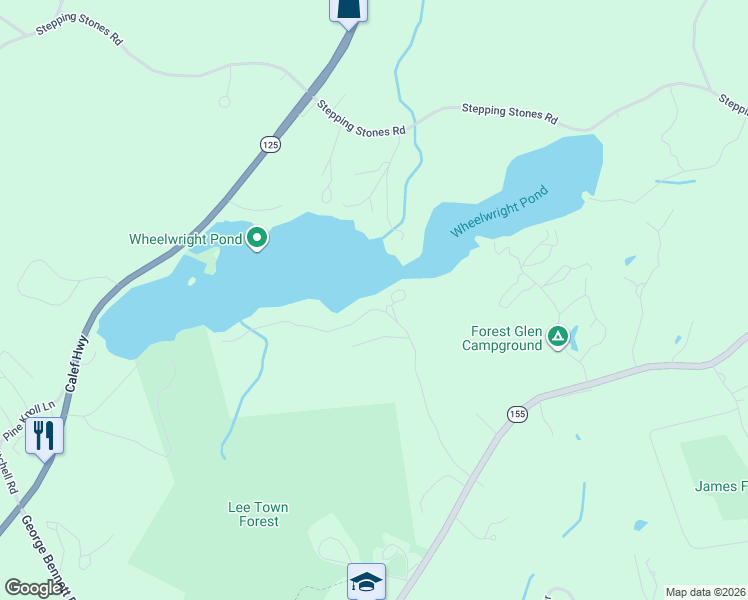 map of restaurants, bars, coffee shops, grocery stores, and more near 16 Northside Road in Lee