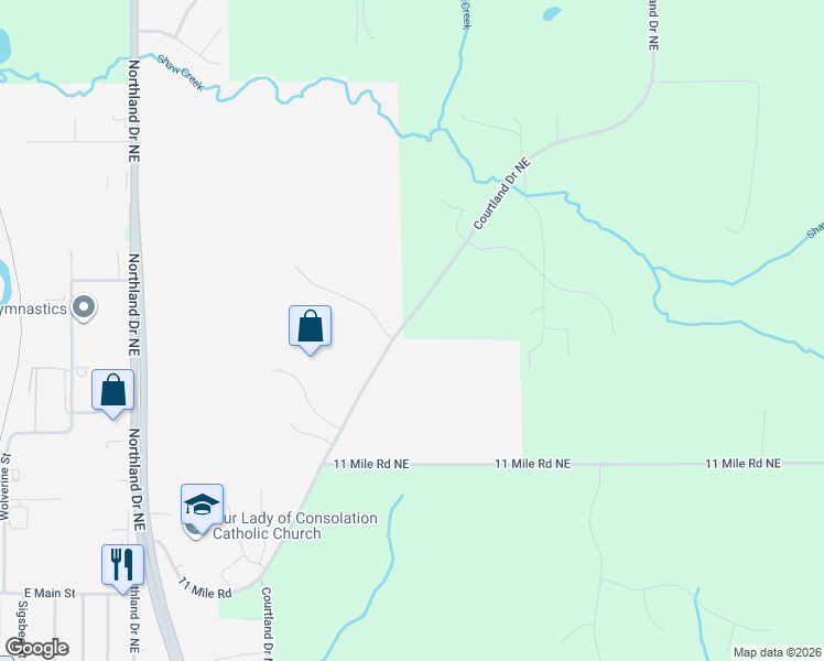 map of restaurants, bars, coffee shops, grocery stores, and more near 9428 Courtland Drive Northeast in Rockford