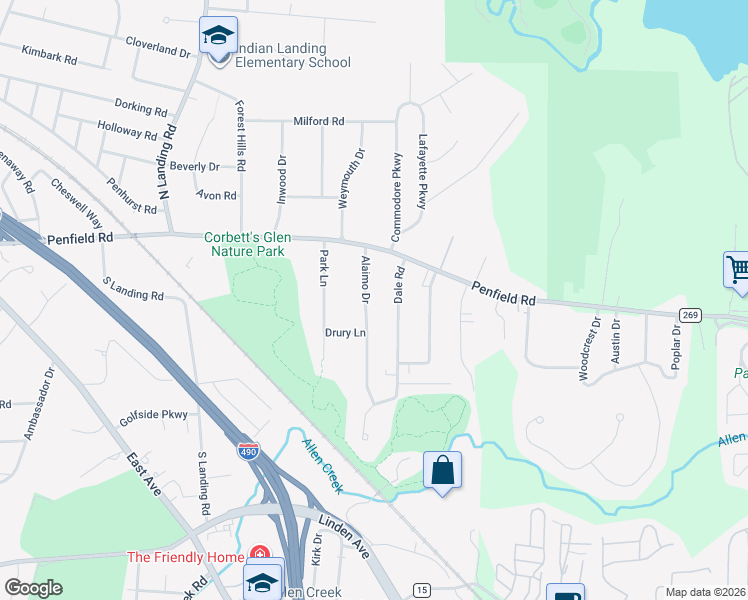 map of restaurants, bars, coffee shops, grocery stores, and more near 99 Alaimo Drive in Rochester